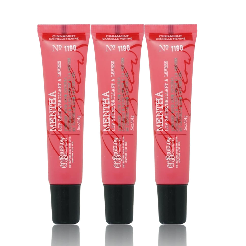 C.O. Bigelow cinnamint lip shine tubes in a 3-pack showcasing on-the-go hydration