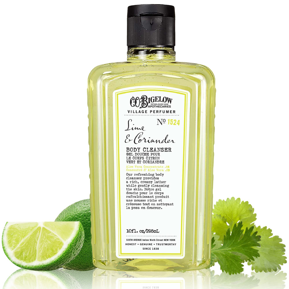 C.O. Bigelow Lime Coriander body wash bottle with aloe hydration for daily cleansing