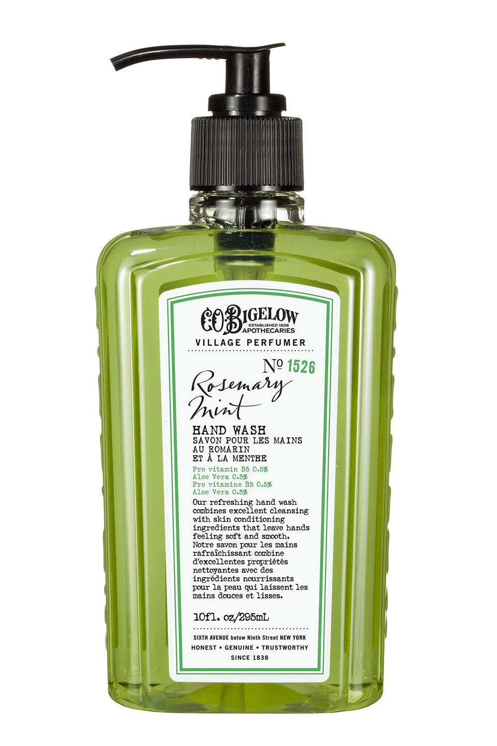 C.O. Bigelow Rosemary Mint Hand Wash in a pump bottle for refreshing cleansing