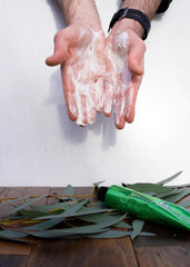 C.O. Bigelow shaving cream with brush application for easy, even coating.