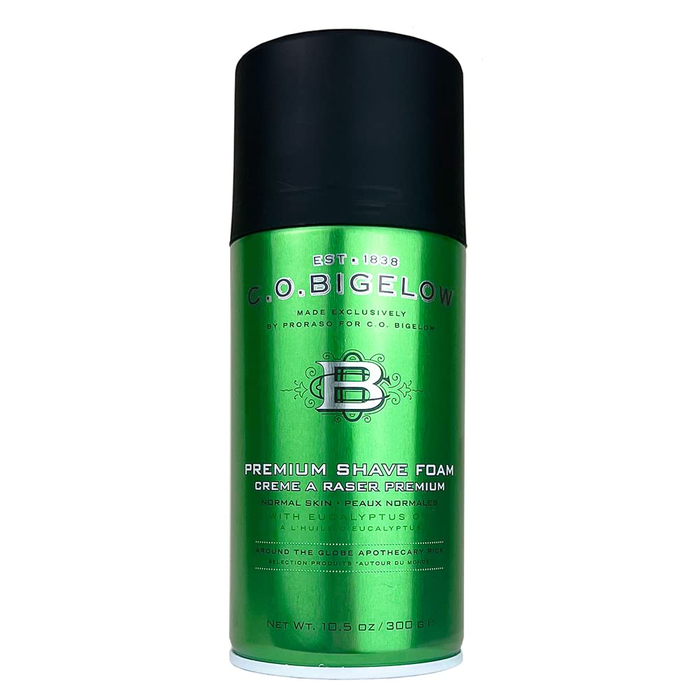 C.O. Bigelow Shaving Foam pack-2 dispense for a smooth, close shave.