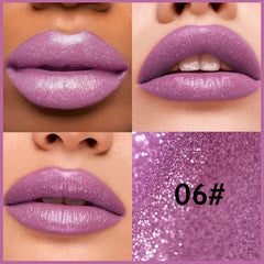 CAKAILA shimmering lipstick texture close-up for party-ready sparkle.