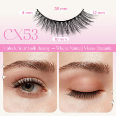 CALAILIS cat-eye wispy lashes close-up for quick glam without glue.