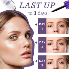 Callmynm Peel Off Eyebrow Gel application process demonstrating 2-hour set.