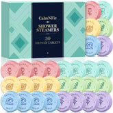 CalmNFiz 30-pack shower steamers in a six-scent box for easy gifting and relaxation.