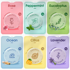 CalmNFiz shower steamer tablets close-up in vivid colors, highlighting scent variety.