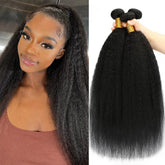 CALNESHIA Kinky Straight bundles closeup highlighting natural texture for versatile styling.