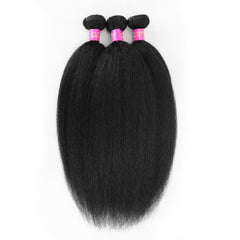 CALNESHIA Kinky Straight bundles length options shown for customizable volume.