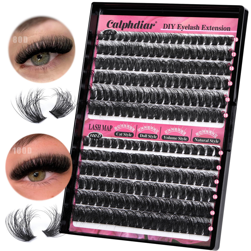 Calphdiar lash clusters with 80D-100D D-curly for customizable volume