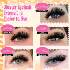 Calphdiar Lashes Clusters 9-lengths collection for versatile styling.