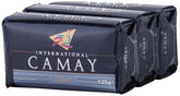 Camay Chic bar soap three-pack packaging showing the compact bars with a gentle fragrance.