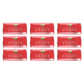 Camay Classic bar soap 9-bars pack close-up texture promoting smooth, radiant skin