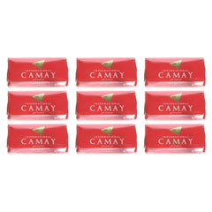 Camay Classic bar soap 9-bars pack close-up texture promoting smooth, radiant skin