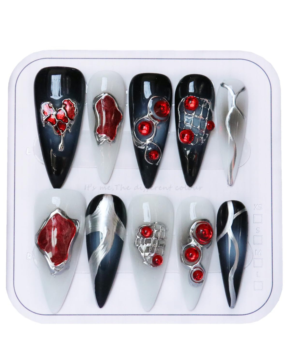 CAMILCY press-on nails in almond shape with armor tip for a bold, durable manicure.