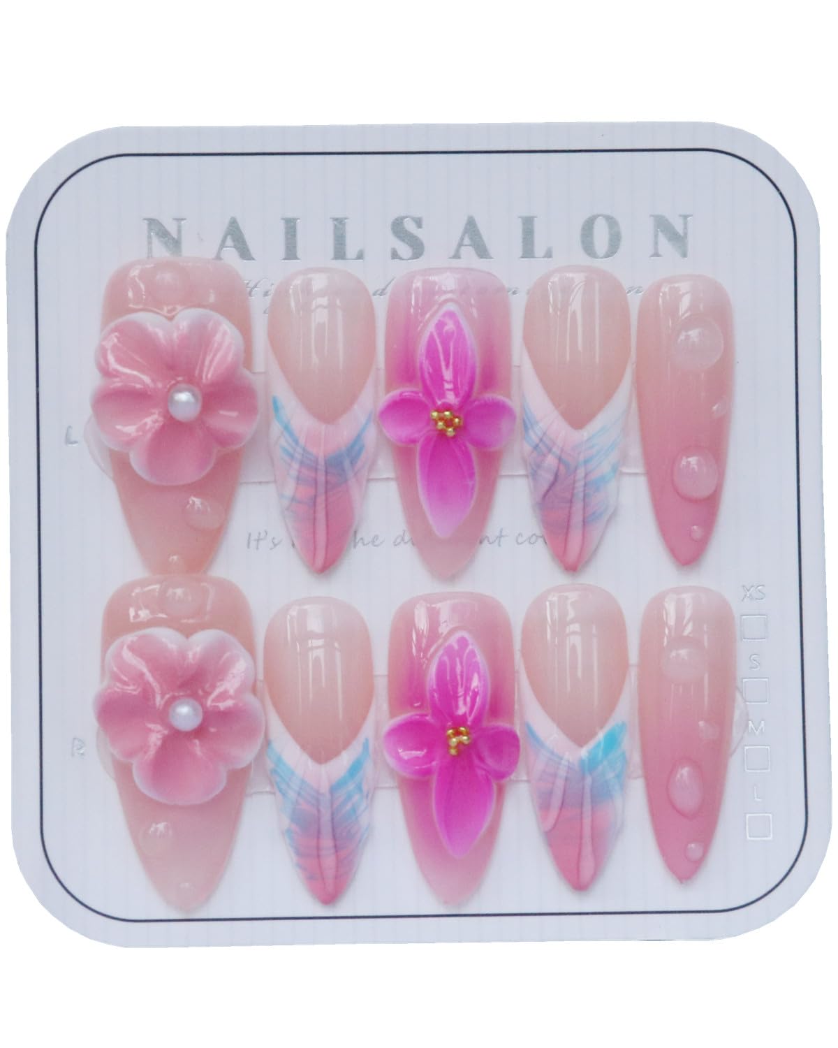 CAMILCY press on nails in almond shape with pink diamonds for a luxurious salon like look
