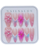 CAMILCY press on nails in almond shape with pink diamonds for a luxurious salon like look