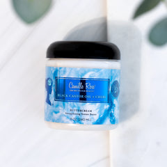 Camille Rose Black Castor Oil & Chebe Buttercream jar with rich texture for styling