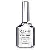 CANNI 18ml No Wipe Gel Top Coat bottle shows a glassy, long-lasting shine.
