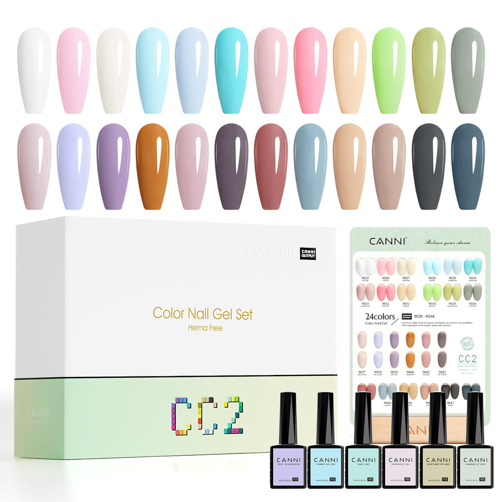 CANNI 30Pcs gel nail polish set box with spring-summer shades for at-home manicures.