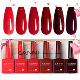 CANNI six-piece gel polish bottles with color view for precise color matching.