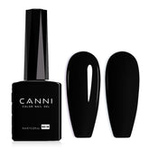 CANNI black gel nail polish bottle close-up shows color clarity for precise application.