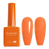 CANNI Bright Orange Gel bottle view, showcasing true color for accurate manicure planning.