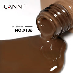 CANNI gel polish swatch shows deep chocolate brown with a smooth, glossy finish.