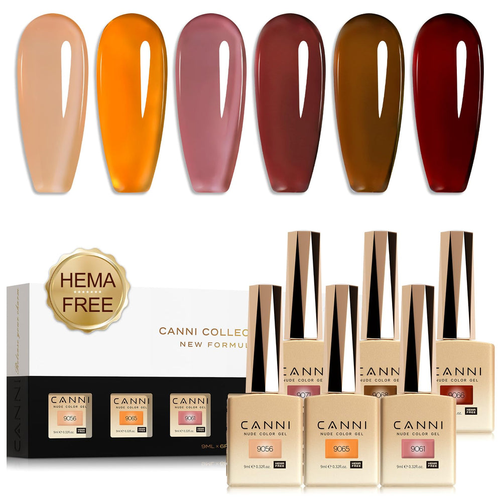 CANNI Brown Jelly Gel Nail Polish Set with color‑coded bottles for precise shade viewing.