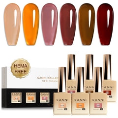 CANNI Brown Jelly Gel Nail Polish Set with color‑coded bottles for precise shade viewing.