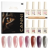 CANNI cat-eye gel polish set with 8 colors and magnetic effect for shifting shine