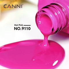 CANNI Hot Pink gel polish swatches displaying vibrant neon pink shade