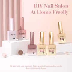 CANNI Jelly Gel 6-color bottle display highlights true shades for accurate manicure planning.