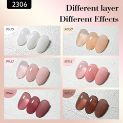 CANNI jelly polish color bottles show nude pink shades for easy selection.