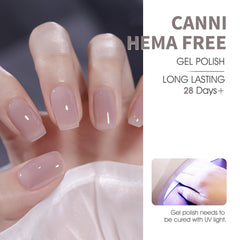 CANNI Jelly Nude gel nail polish bottle close-up shows smooth opacity