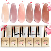 CANNI jelly nude pink bottle close-up reveals translucent hue ideal for at-home gel manicures