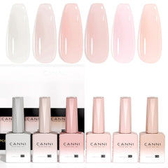 CANNI Jelly Nude Pink gel bottles with color-coded design for shade matching.