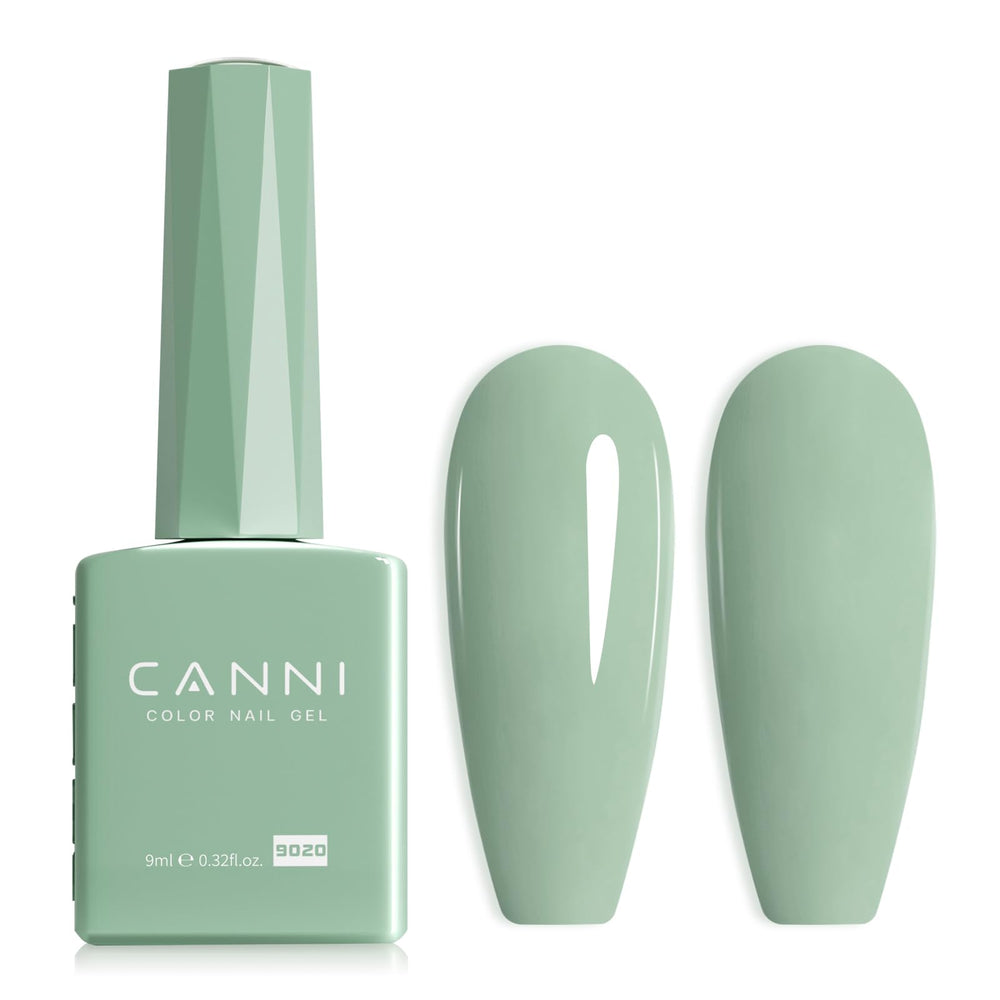 CANNI Light Green Gel Nail Polish sage bottle shows true color for at-home manicures.