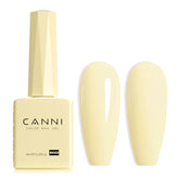 CANNI pastel yellow gel nail polish bottle with true color view for precise application.