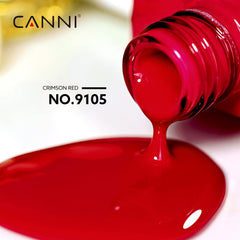 CANNI red gel nail polish bottle cap close-up highlighting control and precision