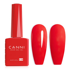 CANNI Red Gel Nail Polish bottle shows vibrant color for precise shade.