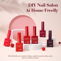 CANNI Red Gel Nail Polish Set color bottles help quick shade recognition during sessions.
