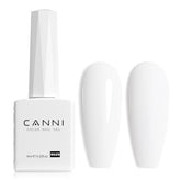 CANNI White Gel Nail Polish bottle shows pure white shade with high-gloss finish.