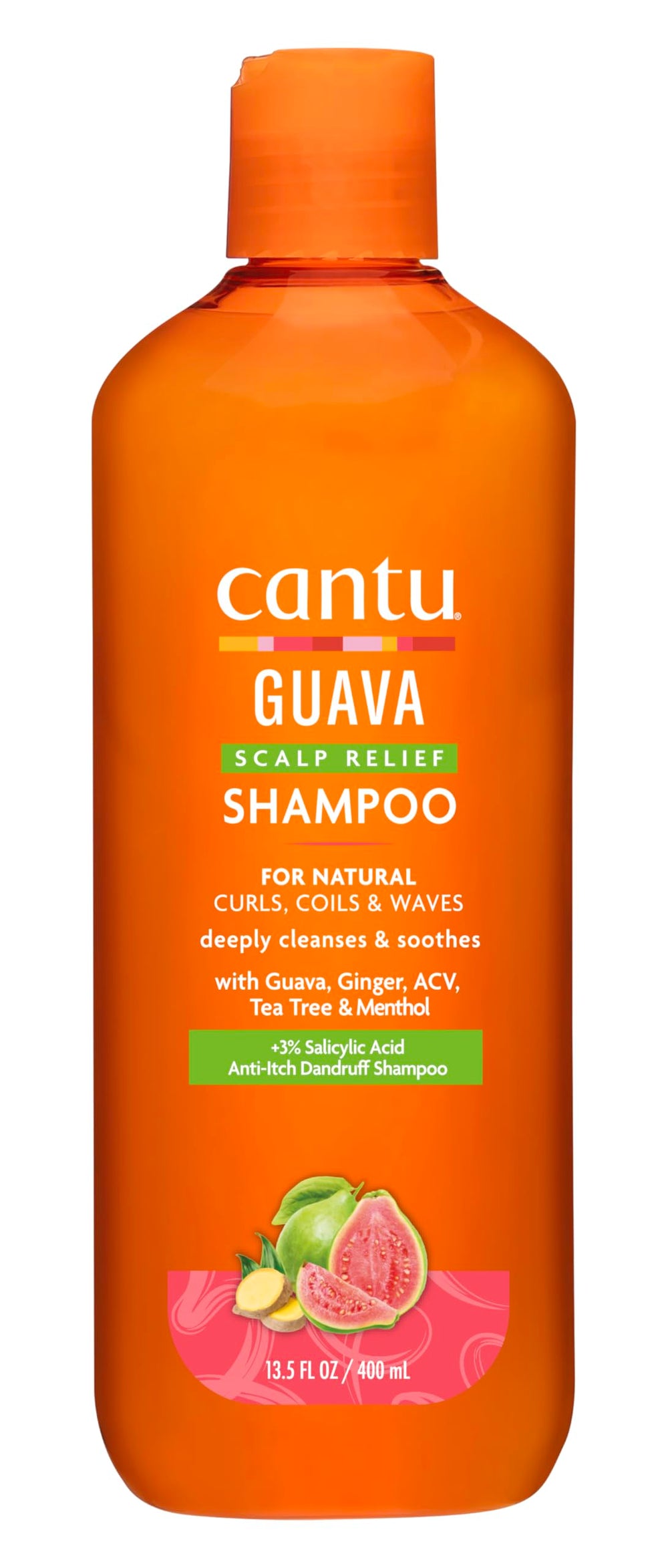 Cantu Guava Shampoo Scalp Relief front bottle for gentle cleansing