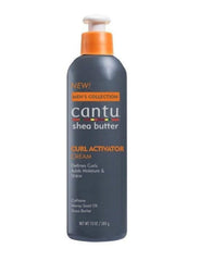 Cantu Shea Butter men's Curl Activator Cream bottle with defined, moisturized waves.