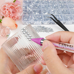 CANVALITE 3mm rhinestones in 24-grid set for varied nail designs