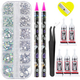 Canvalite rhinestones 12 kinds AB grid for versatile nail art sparkle.