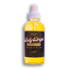 Canvas Beauty Body Drops Siamo bottle pour reveals silky hydration for soft, radiant skin.