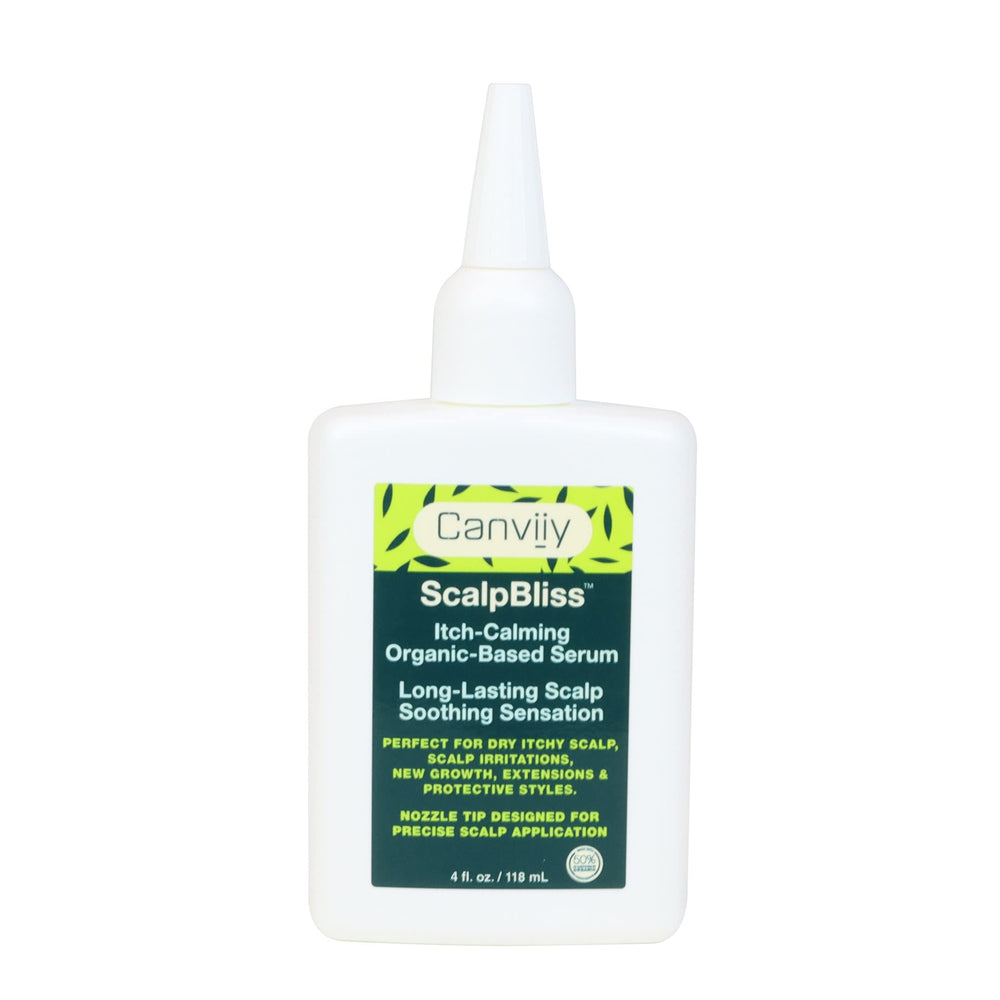 Canviiy ScalpBliss bottle-front promoting soothing scalp care for dry, itchy scalp