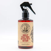 Captain Fawcett’s Bay Rum Hair Tonic bottle for versatile grooming and nourishment.