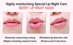 Nightstand display with CARE:NEL lip mask ready for bedtime routine.